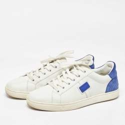Dolce & Gabbana White/Blue Leather and Suede Portofino Low Top Sneakers Size 41