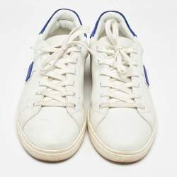 Dolce & Gabbana White/Blue Leather and Suede Portofino Low Top Sneakers Size 41