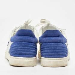Dolce & Gabbana White/Blue Leather and Suede Portofino Low Top Sneakers Size 41