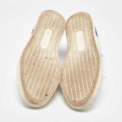 Dolce & Gabbana White/Blue Leather and Suede Portofino Low Top Sneakers Size 41