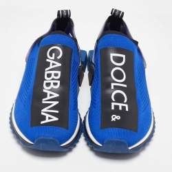 Dolce & Gabbana Blue/Black Knit Fabric Sorrento Slip On Sneakers Size 45