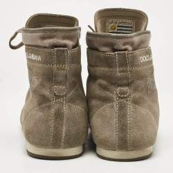 Pre Owned Dolce & Gabbana Grey Suede High Top Sneakers Size 43.5