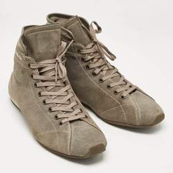 Pre Owned Dolce & Gabbana Grey Suede High Top Sneakers Size 43.5