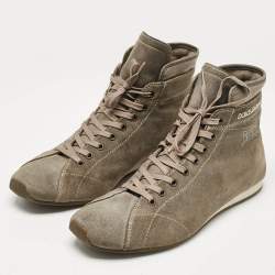 Pre Owned Dolce & Gabbana Grey Suede High Top Sneakers Size 43.5