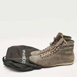Pre Owned Dolce & Gabbana Grey Suede High Top Sneakers Size 43.5