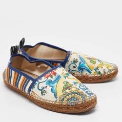 Pre Owned Dolce & Gabbana Multicolor Canvas Slip On Espadrille Size 42