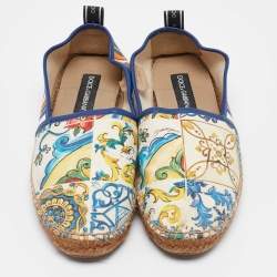 Pre Owned Dolce & Gabbana Multicolor Canvas Slip On Espadrille Size 42