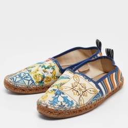 Pre Owned Dolce & Gabbana Multicolor Canvas Slip On Espadrille Size 42