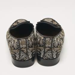 Pre Owned Dolce & Gabbana Black/Metallic Brocade Fabric Loafers 39.5