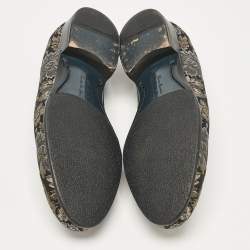 Pre Owned Dolce & Gabbana Black/Metallic Brocade Fabric Loafers 39.5