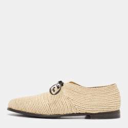 Dolce & Gabbana Beige Raffia Lace Up Derby Size 40