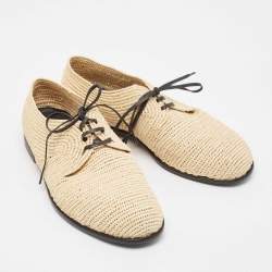 Dolce & Gabbana Beige Raffia Lace Up Derby Size 40