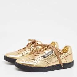 Pre Owned Dolce & Gabbana Gold Perforated Leather Low Top Sneakers Size 44