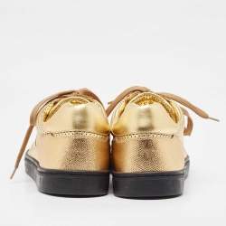 Pre Owned Dolce & Gabbana Gold Perforated Leather Low Top Sneakers Size 44