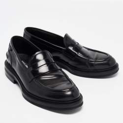 Dolce & Gabbana Black Leather Slip On Loafers Size 40