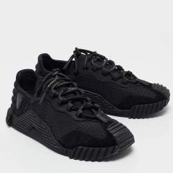Pre Owned Dolce & Gabbana Black Neoprene and Suede Ns1 Lace Up Sneakers Size 41