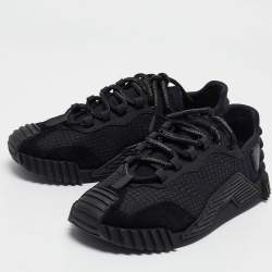 Pre Owned Dolce & Gabbana Black Neoprene and Suede Ns1 Lace Up Sneakers Size 41