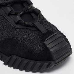 Pre Owned Dolce & Gabbana Black Neoprene and Suede Ns1 Lace Up Sneakers Size 41