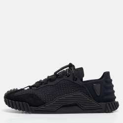 Pre Owned Dolce & Gabbana Black Neoprene and Suede Ns1 Lace Up Sneakers Size 41