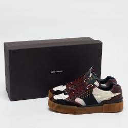 Dolce & Gabbana Multicolor Leather and Nylon Lace Up Sneakers Size 40.5