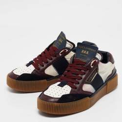 Dolce & Gabbana Multicolor Leather and Nylon Lace Up Sneakers Size 40.5