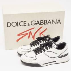 Pre Owned Dolce & Gabbana White/Black Leather New Roma Sneakers Size 40.5