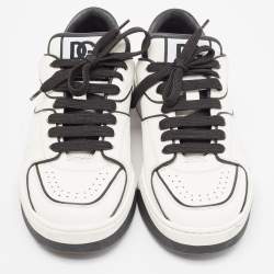 Pre Owned Dolce & Gabbana White/Black Leather New Roma Sneakers Size 40.5