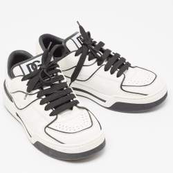 Pre Owned Dolce & Gabbana White/Black Leather New Roma Sneakers Size 40.5