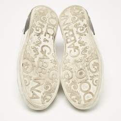 Pre Owned Dolce & Gabbana White/Black Leather Portofino Sneakers Size 44