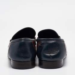 Pre Owned Dolce & Gabbana Navy Blue/Brown Leather Buckle Loafers Size 42.5