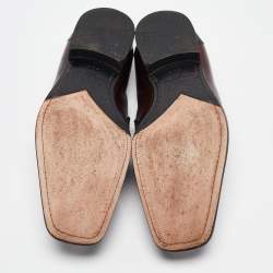 Pre Owned Dolce & Gabbana Navy Blue/Brown Leather Buckle Loafers Size 42.5