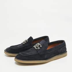 Dolce & Gabbana Navy Blue Suede Slip On Loafers Size 41