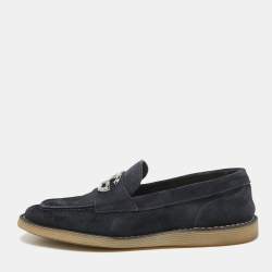 Dolce & Gabbana Navy Blue Suede Slip On Loafers Size 41