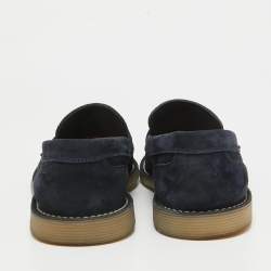 Dolce & Gabbana Navy Blue Suede Slip On Loafers Size 41