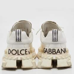 Pre Owned Dolce & Gabbana White Leather Super King Lace Up Sneakers Size 43