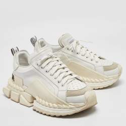Pre Owned Dolce & Gabbana White Leather Super King Lace Up Sneakers Size 43