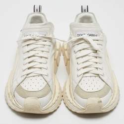 Pre Owned Dolce & Gabbana White Leather Super King Lace Up Sneakers Size 43