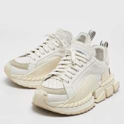 Pre Owned Dolce & Gabbana White Leather Super King Lace Up Sneakers Size 43