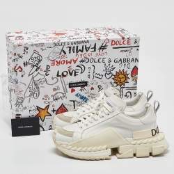 Pre Owned Dolce & Gabbana White Leather Super King Lace Up Sneakers Size 43