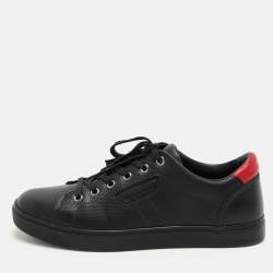 Dolce & Gabbana Black Leather Portofino Low Top Sneakers Size 39