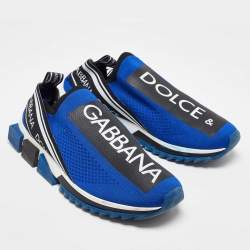 Dolce & Gabbana Blue Knit Fabric Sorrento Slip on Sneakers Size 43.5