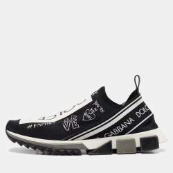Dolce & Gabbana Black/White Knit Fabric Sorrento Slip On Sneakers Size 44