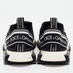 Dolce & Gabbana Black/White Knit Fabric Sorrento Slip On Sneakers Size 44
