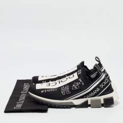 Dolce & Gabbana Black/White Knit Fabric Sorrento Slip On Sneakers Size 44