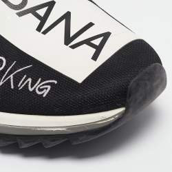Dolce & Gabbana Black/White Knit Fabric Sorrento Slip On Sneakers Size 44