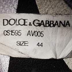 Dolce & Gabbana Black/White Knit Fabric Sorrento Slip On Sneakers Size 44