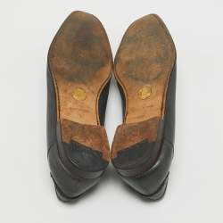 Pre Owned Dolce & Gabbana Dark Grey Leather Buckle Detail Loafers Size 43