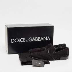 Dolce & Gabbana Black Suede Slip On Loafers Size 43