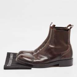 Dolce & Gabbana Brown Leather Ankle Length Boots Size 44