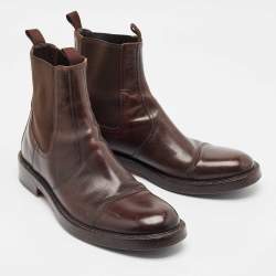 Dolce & Gabbana Brown Leather Ankle Length Boots Size 44